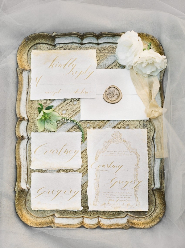 Gold Calligraphy Wedding Invitation Suite