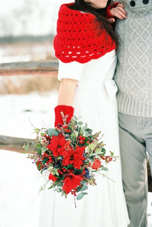 Red Holiday Season Bridal Bouquet