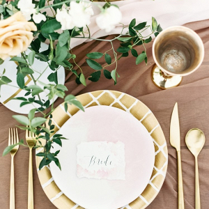 Gold place setting on Chic Vintage Brides