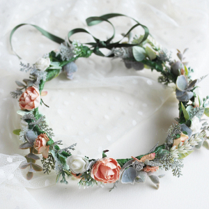 Peach Bridal Flower Crown