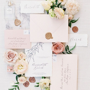 Floral inspired peach wedding stationery