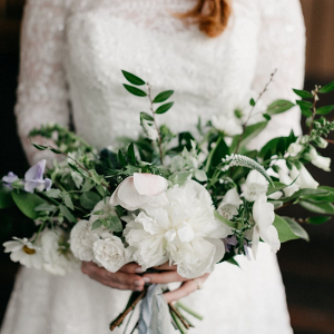 Organic white and greenery bridal bouquet