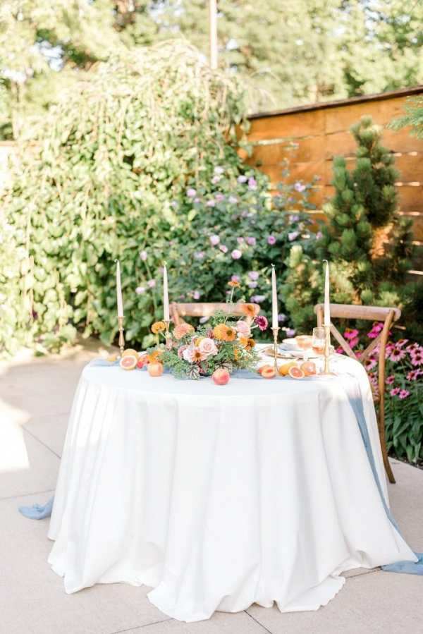 Summer garden wedding sweetheart table