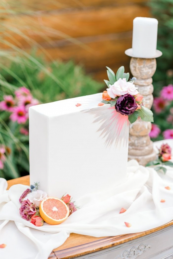 Modern tall rectangle wedding cake
