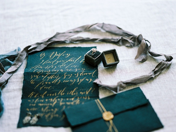 Black and gold wedding invitation