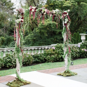 Outdoor Marsala Floral Aisle Arch