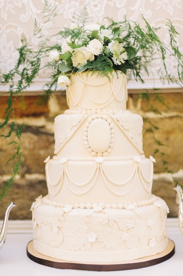 Downton Abbey Inspired Vintage Wedding Cake. Photography ~ Kimberly Brooke Photography
