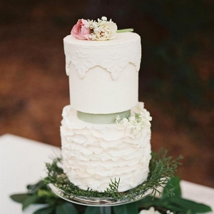 2 Tier White Wedding Cake