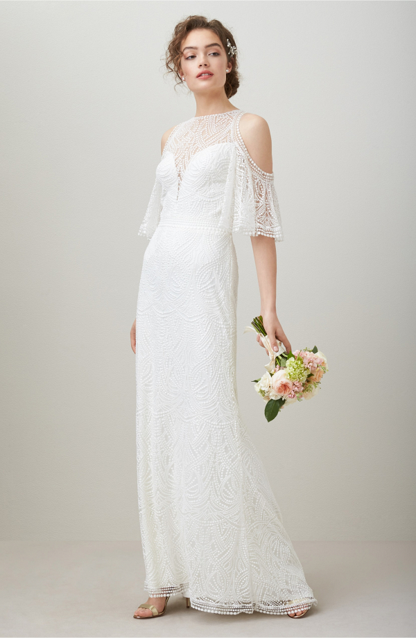 Embroidered Cold Shoulder Bridal Gown