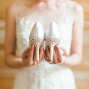 Glamorous Bridal Shoes with Jewelled Heels by Bella Belle Shoes | As seen on @aislesociety | Photography - Rachel May
