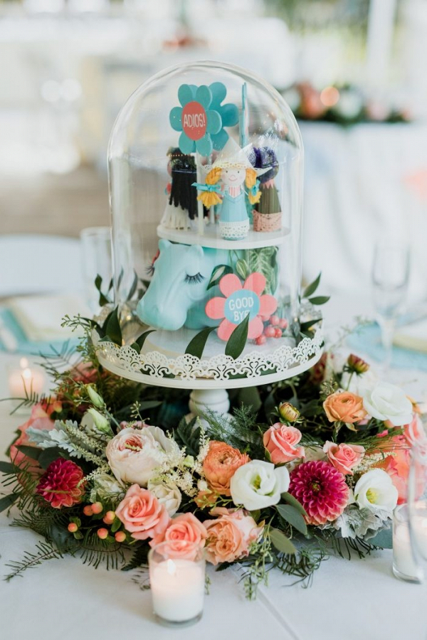 Whimsical Disney themed cloche wedding centerpieces