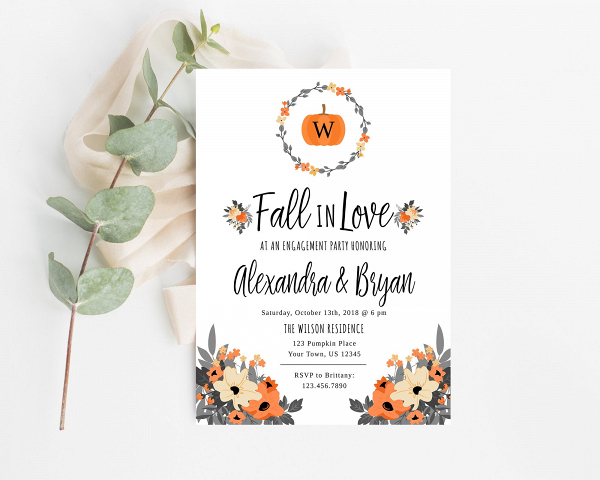 Fall Engagement Party Invitation