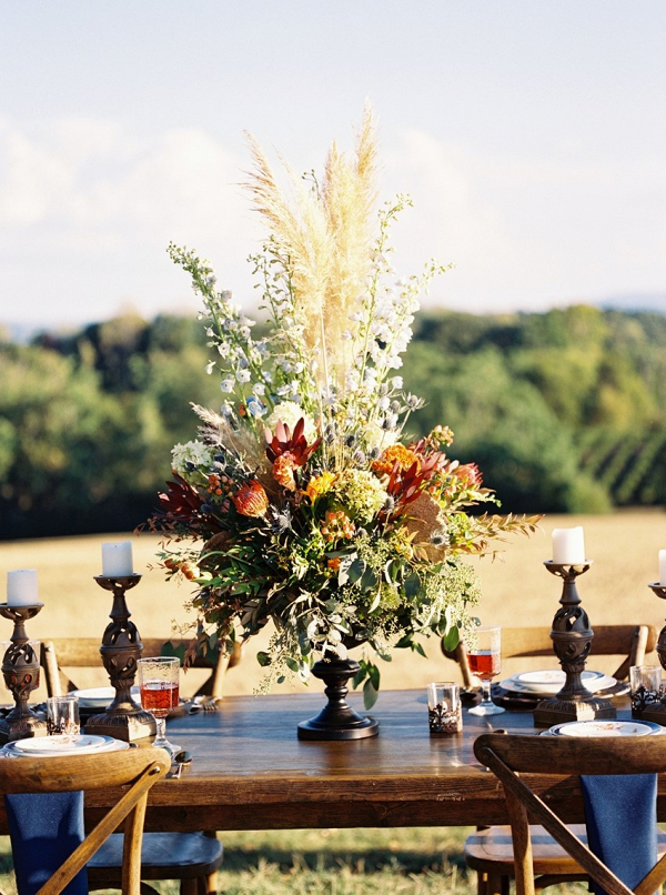 Tall fall centerpiece on Chic Vintage Brides