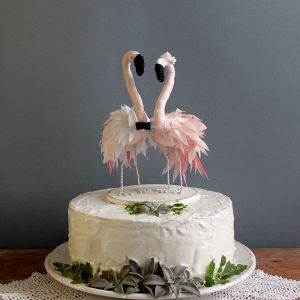 Handmade Flamingo Wedding Cake Topper