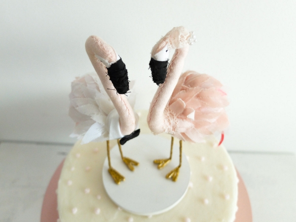 Handmade Flamingo Wedding Cake Topper
