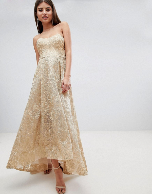 Hi Low Gold Wedding Dress