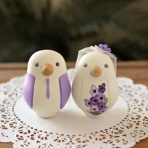 Hand-Painted Love Birds Cake Toppers
