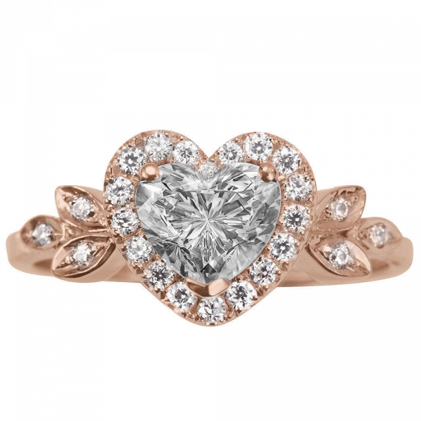 Rose Gold Heart Diamond Engagement Ring