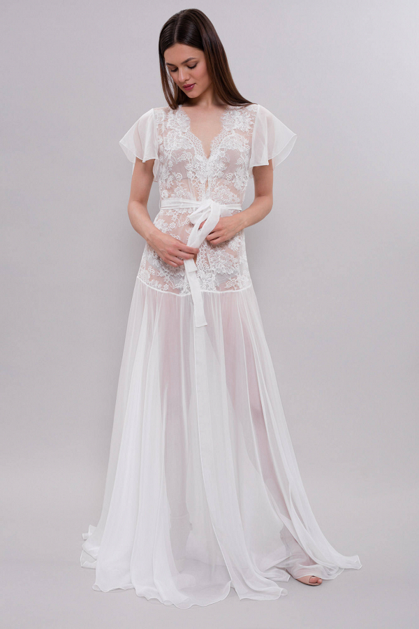 Ivory Lace Tulle Bridal Robe