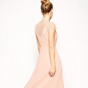 'Kate' Blush Lace Maxi Bridesmaid Dress