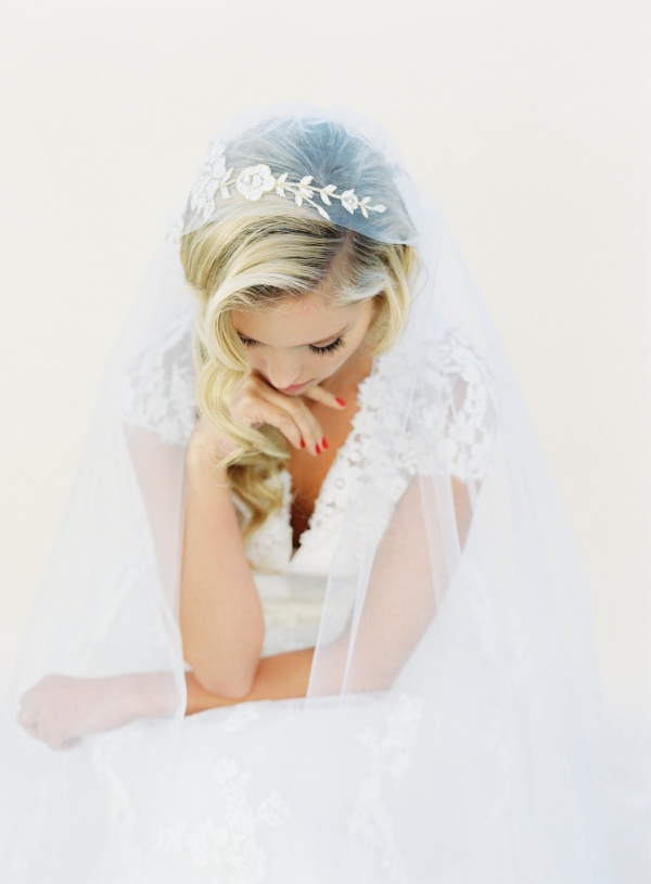 Lace Rose Adorned Juliet Cap Wedding Veil by Veiled Beauty | Photography by Kurt Boomer | As seen on @aislesociety