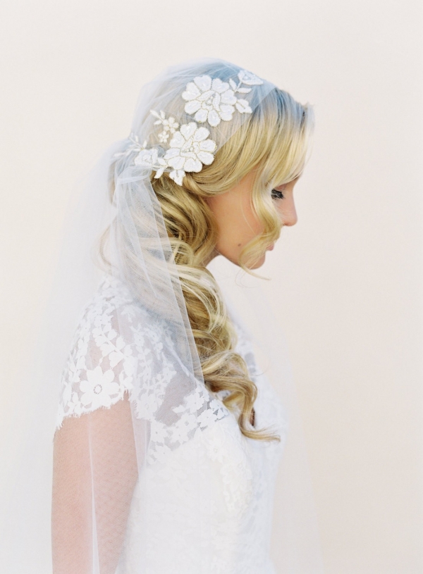 Lace Rose Adorned Juliet Cap Wedding Veil by Veiled Beauty | Photography by Kurt Boomer | As seen on @aislesociety