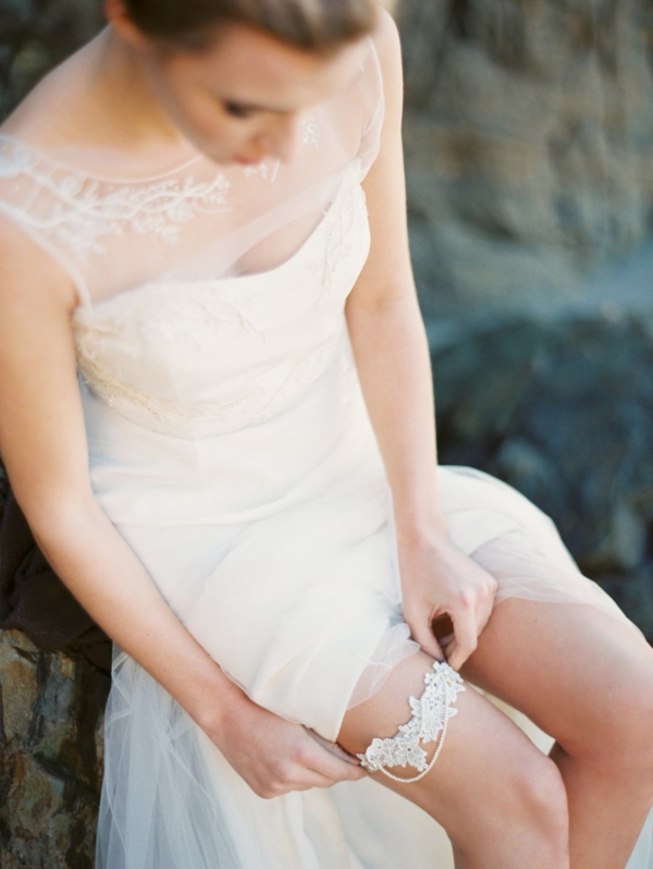 Lace, Pearl and Crystal Wedding Garter - Style 9615 by Melinda Rose Design | As seen on @aislesociety
