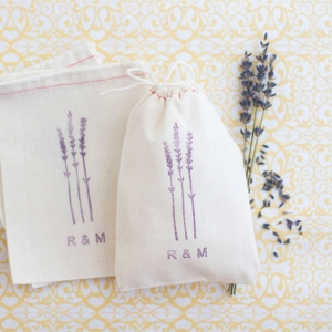 Hand Stamped Lavender Favor Bags