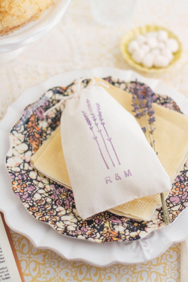 Sweet Hand Stamped Lavender Wedding Favour Bags