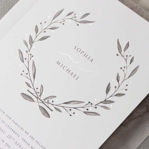Marble & Silver Foil Watercolor Wedding Stationery Suite