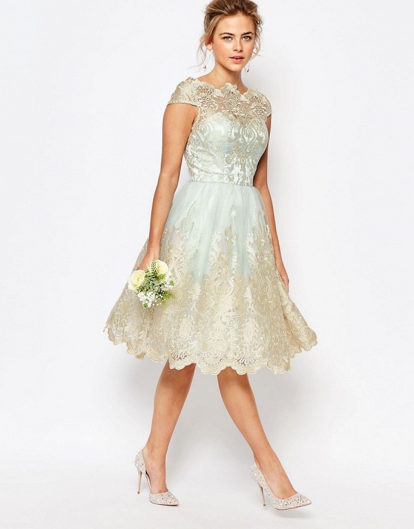 Mint Lace Midi Bridesmaid Dress