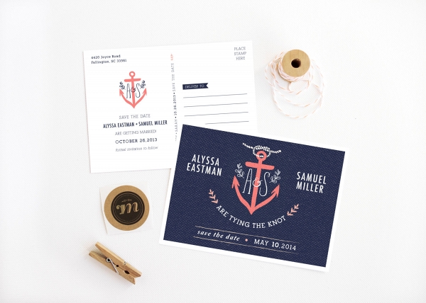 Nautical Anchor Wedding Save the Date Card