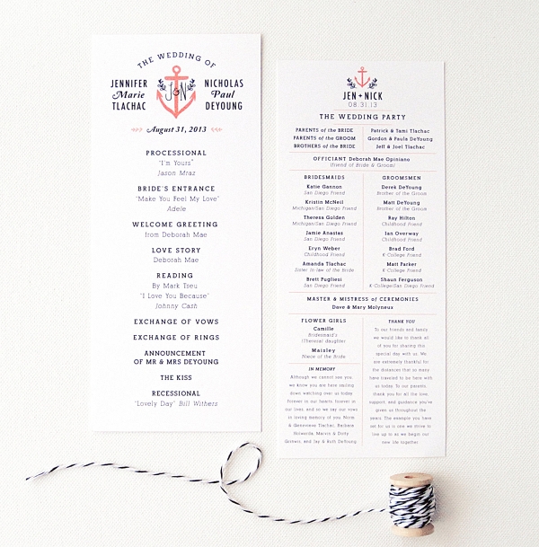 Nautical Anchor Wedding Information Card
