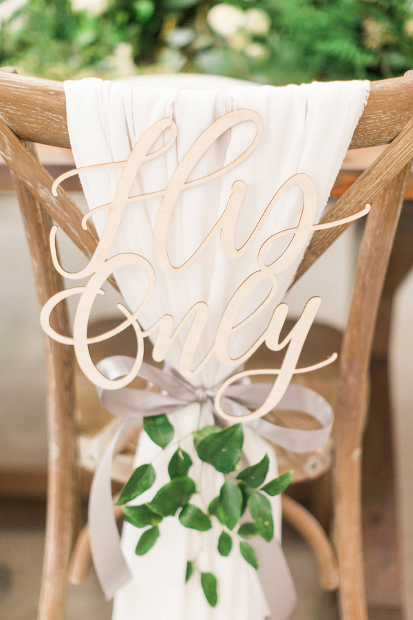 'His Only' Wedding Chair Sign