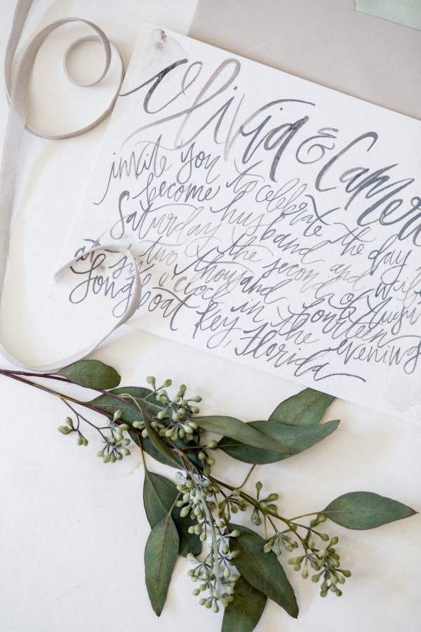 Organic Watercolor Calligraphy Wedding Stationery Suite