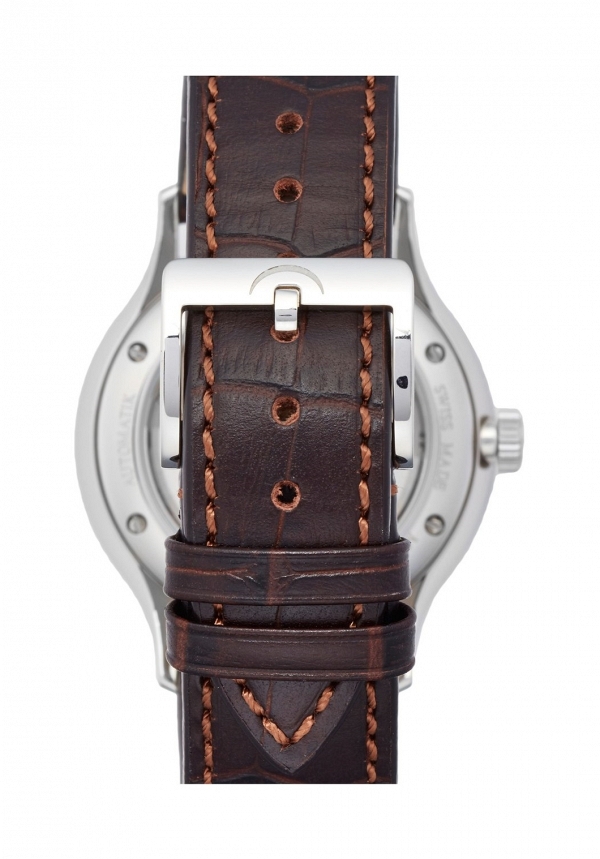 'Pangaea Day Date' Automatic Single Hand Leather Strap Watch, 40mm