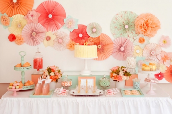 Tissue Paper Pomwheels & Pom Poms Wedding Decor
