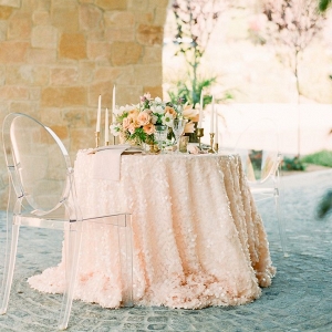 Peach Square Sequin Wedding Table Linens