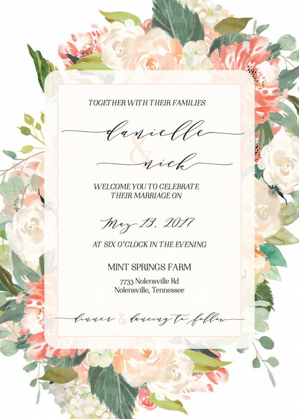 Watercolor Floral Wedding Invite