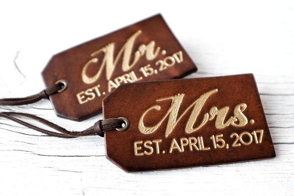 Set of Two Personalised Leather Luggage Tags