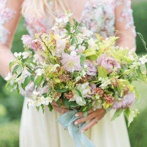 Light green and pink bridal bouquet
