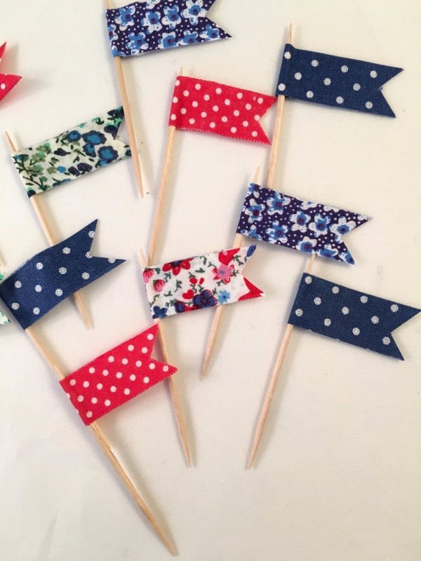 Red, White and Blue Flag Cup Cake Toppers