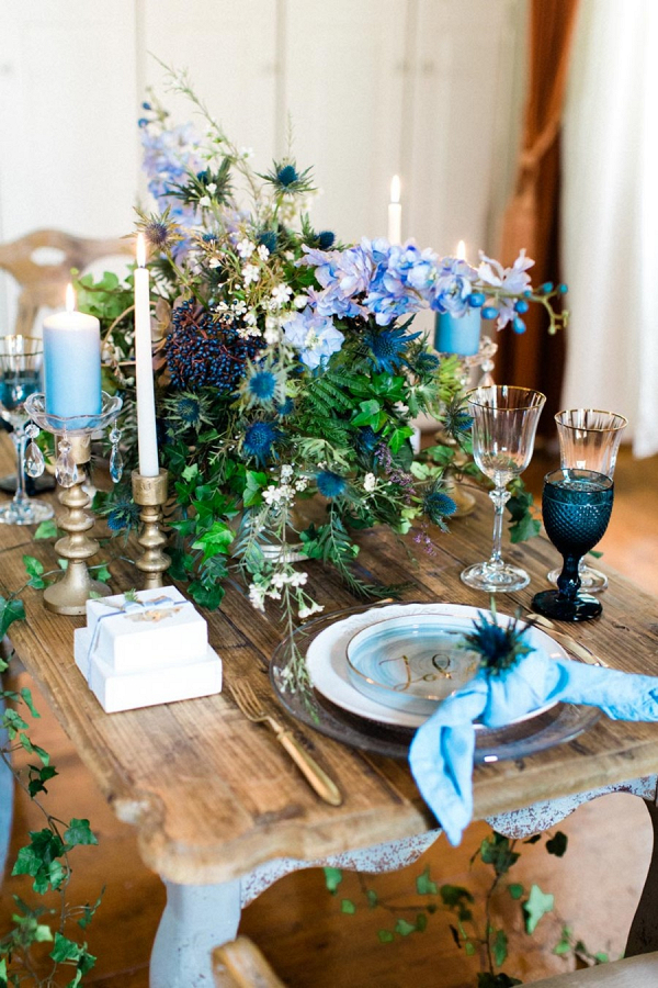Blue Wedding Floral Centerpiece