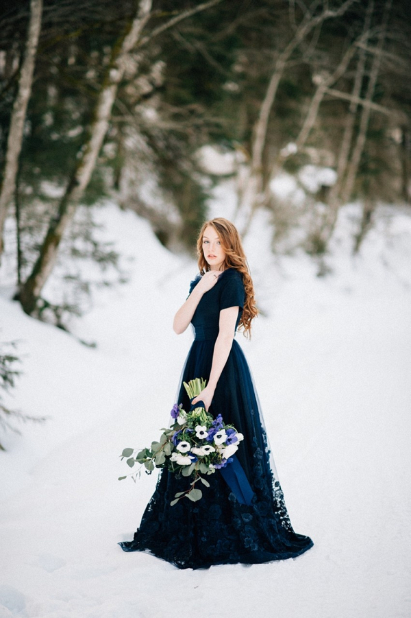 Romantic snowy bride
