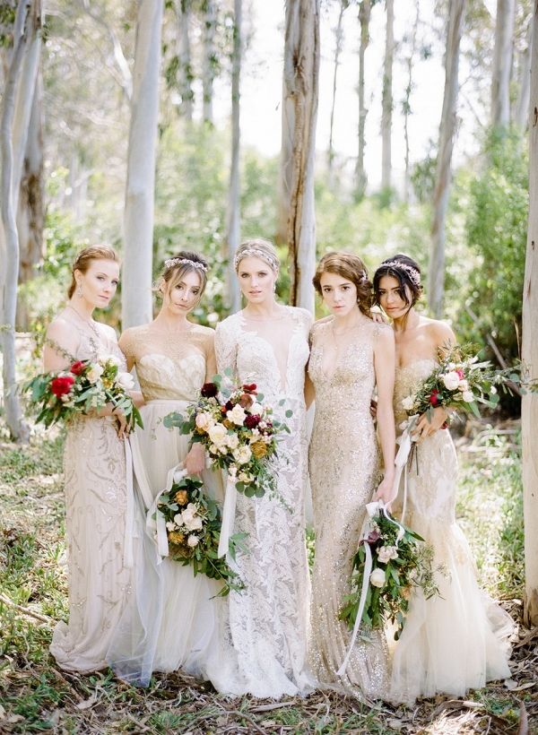 Elegant Bride & Bridesmaids in Glittering Beaded Gowns