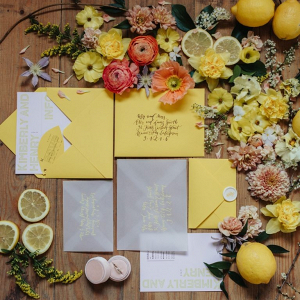 Modern yellow wedding invitation