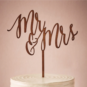 Mr & Mrs Lasercut Wood Wedding Cake Topper