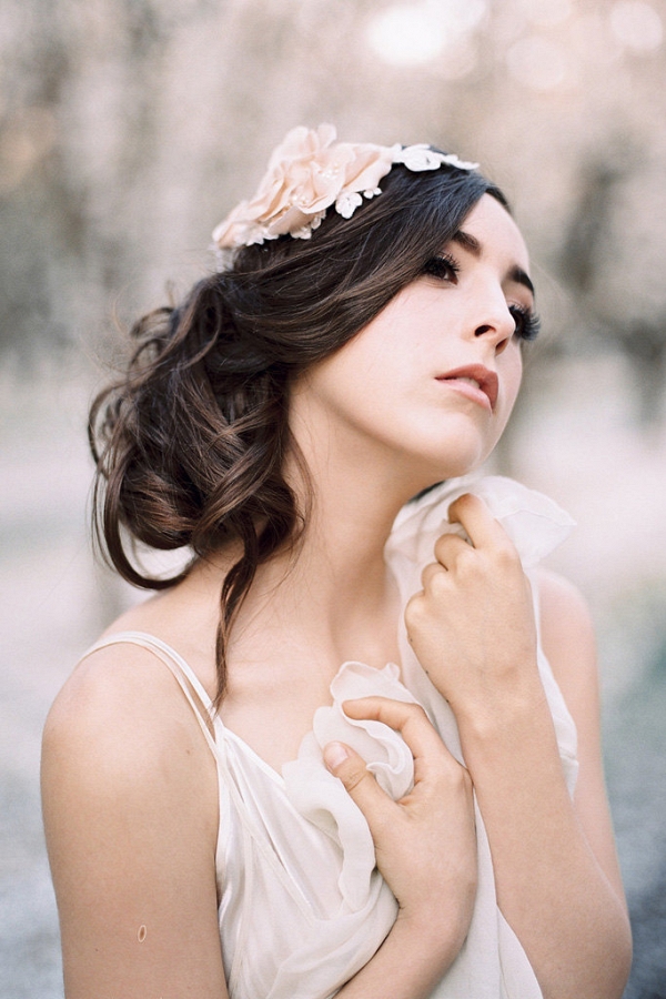 Silk Petals and Lace Bridal Hair Comb 