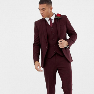 Burgundy Herringbone Suit
