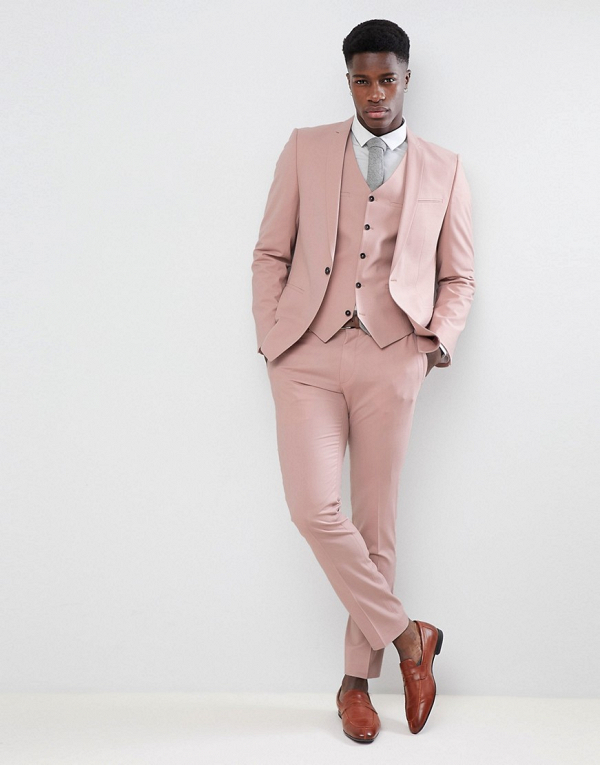 Skinny Suit in Dusky Pink